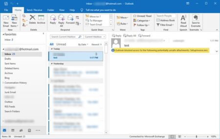 Outlook blocked access to the following potentially unsafe attachments