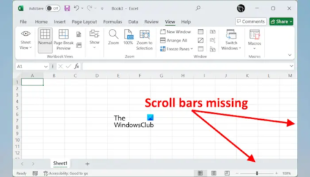 Scroll bar is missing in Excel; How to get it back?