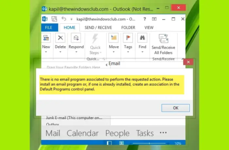 There is no email program associated to perform the requested action