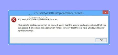 This update packet could not be opened Office error