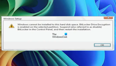 Windows cannot be installed, BitLocker drive encryption is enabled