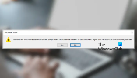 Word found unreadable content in document