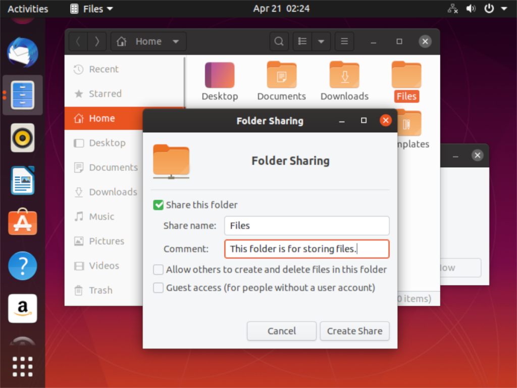 How to share folders from an Ubuntu PC to the network