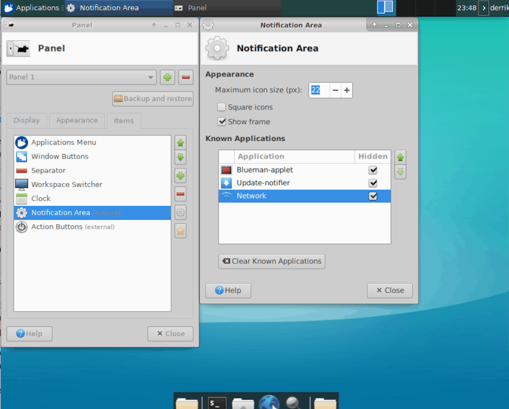 How to hide apps from the system tray in XFCE4