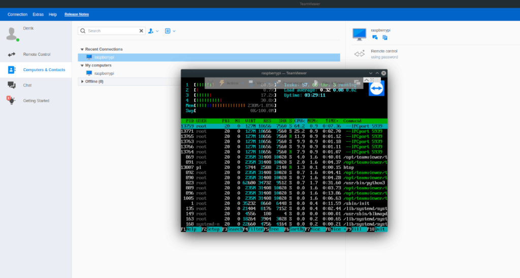 How to access the Raspberry Pi with Teamviewer on Linux